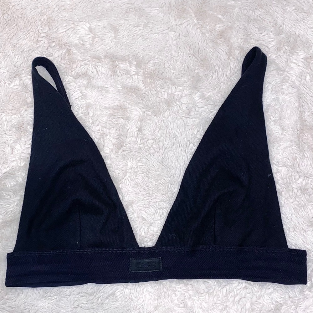SKIMS COTTON PLUNGE BRALETTE | SOOT / XL